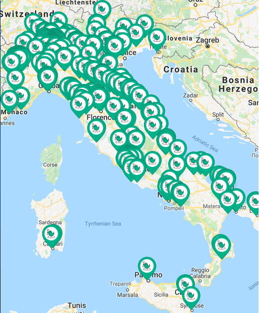 Over 300 Airbnb key exchange locations across Italy