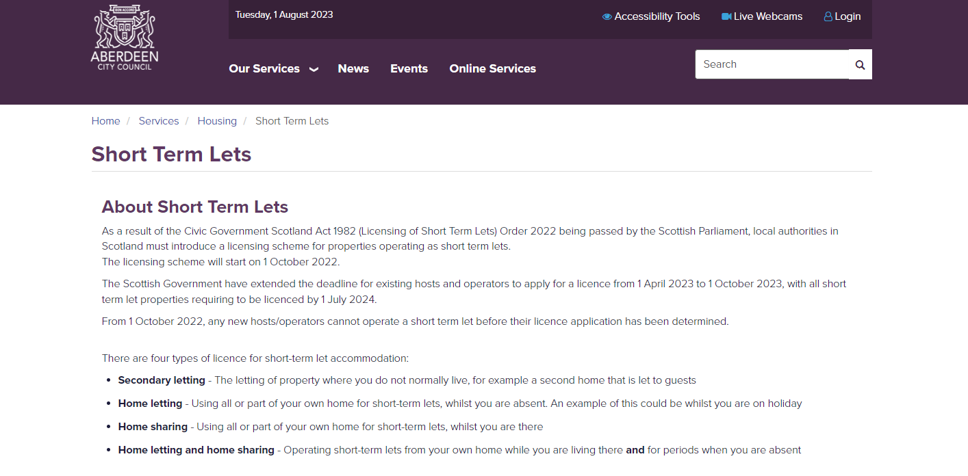 Airbnb host guide Regulations in Aberdeen, Scotland