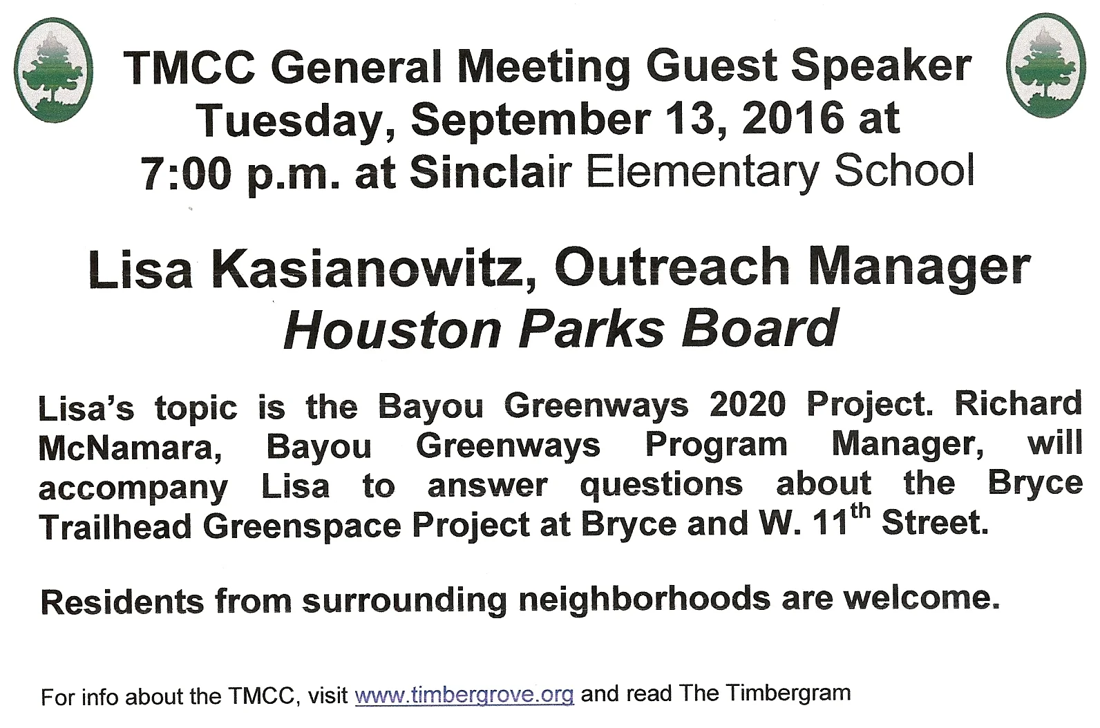 Mark Your Calendars - TMCC General Meeting September 2016