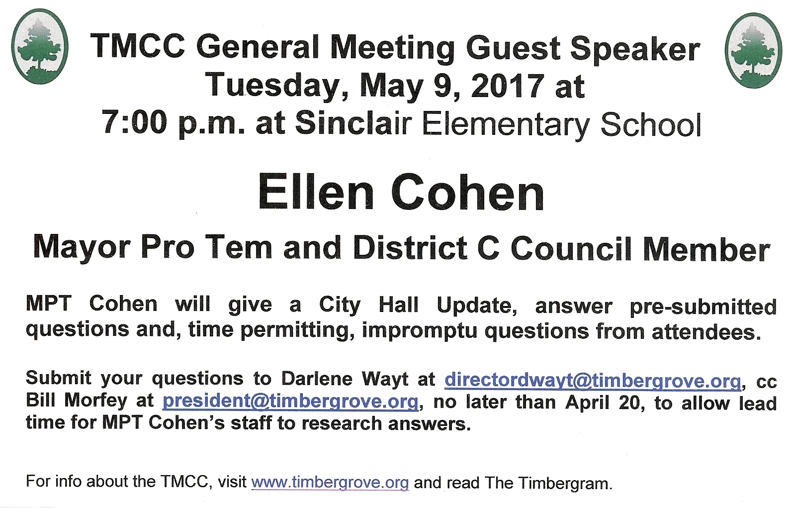 May 2017 General Meeting - CM Ellen Cohen