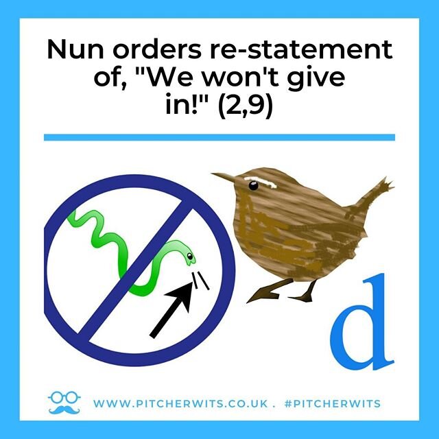 🖋️#Pitcherwits Clue of the day!⁠
⁠
Remember the picture and words make up the clue.⁠
⁣⠀⁠
Find out the answer later on today.⁠
⁣⠀⁠
- The Prof⁣⠀⁠⁠
⁠
.⁠
.⁠
.⁠
#pitcherwits #philosopherstone #pitcherwitscrossword #professorrebus #theprof #crossword #cro