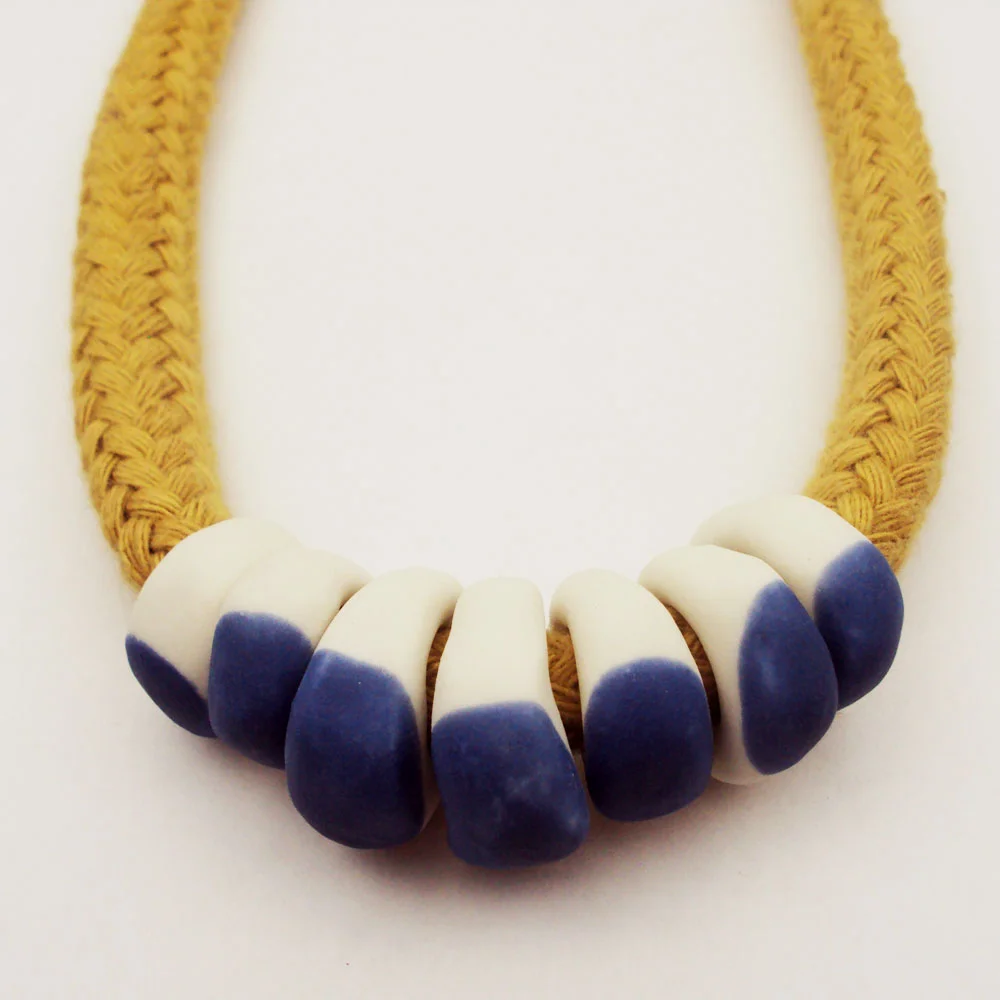 Cotton Rope Necklace (blue dipped 