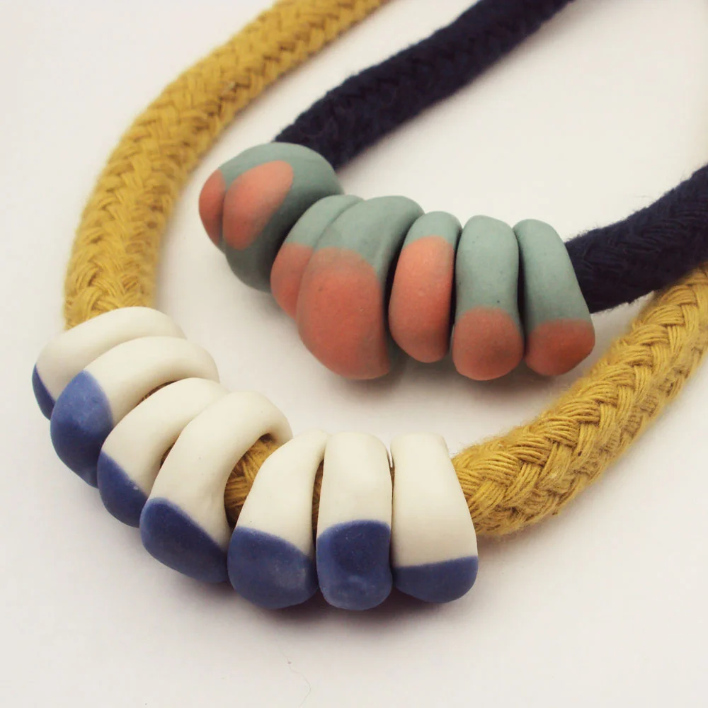 Cotton Rope Necklace (blue dipped 