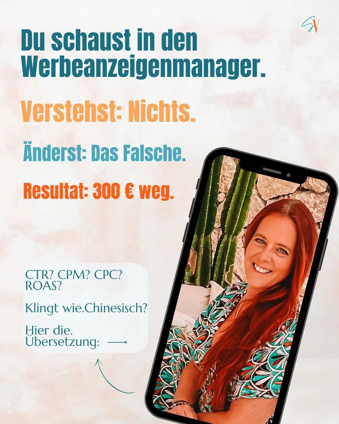 CTR? CPM? CPC? ROAS? Klingt wie Chinesisch?

Das h&ouml;re ich st&auml;ndig.

Die Zahlen sind nicht kompliziert.
Du musst nur wissen, was sie bedeuten und was du tun musst.

Ich zeige dir die 4 wichtigsten Zahlen (und wann du handeln musst).

Barbara