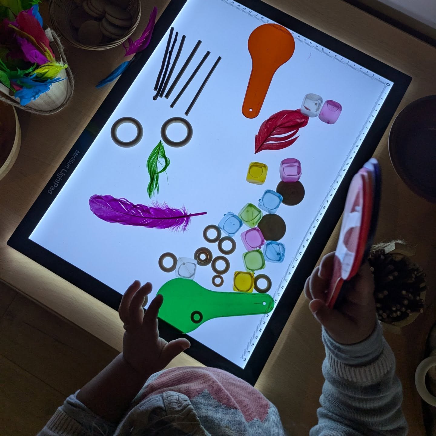 ~ Nurturing attention and joy ~ the shorter darker days give us the opportunity to play with light. #exploratoryplay