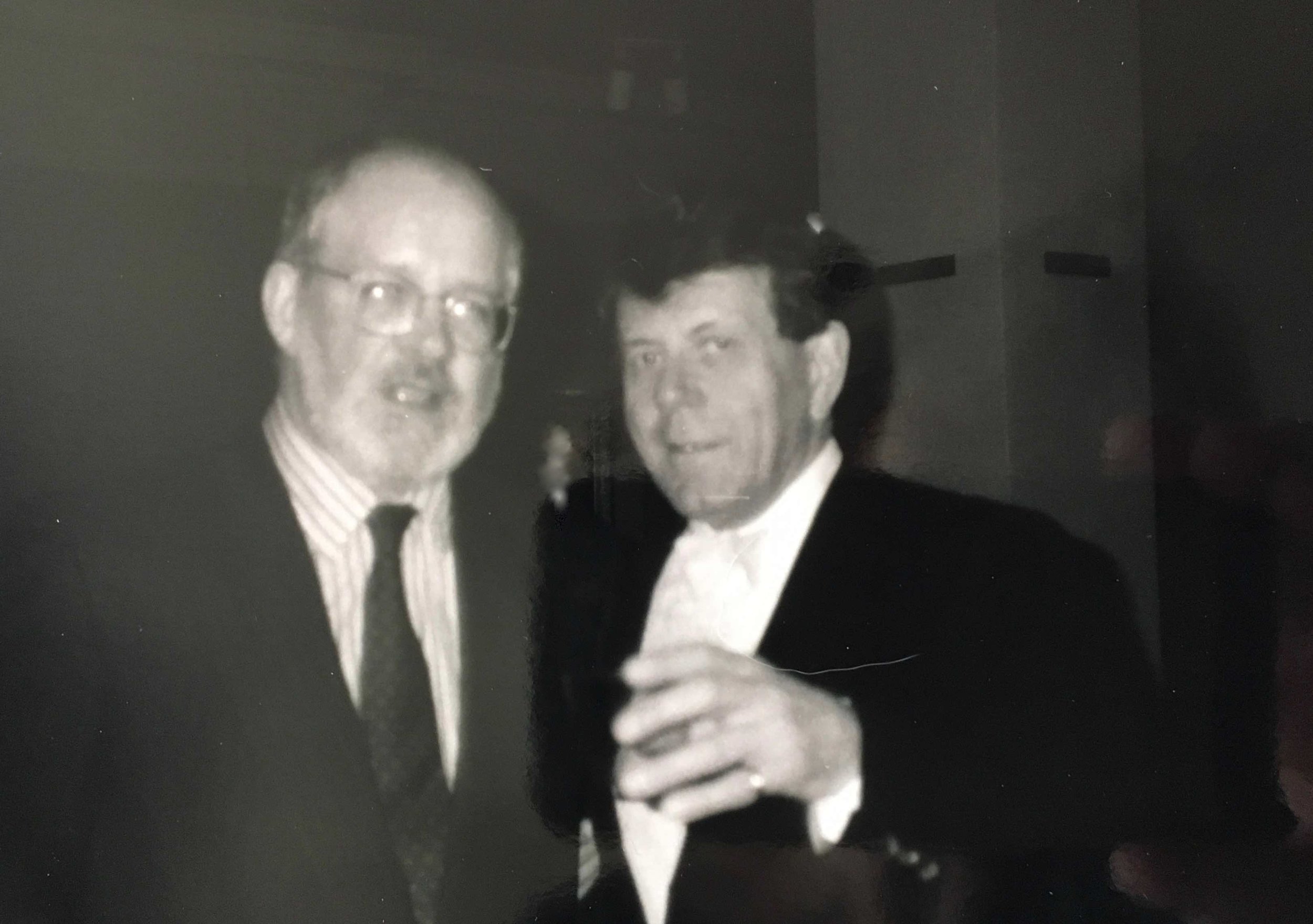 Nicholas Maw and Raymond Leppard, Indianapolis IN, at US premiere of Nick’s tone poem, The World in the Evening .