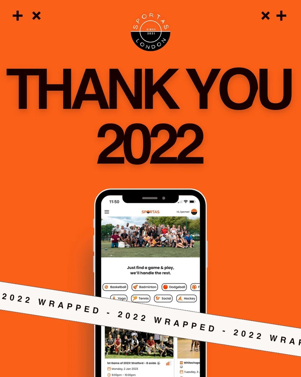 Did you think we weren&rsquo;t going to make a 2022 wrapped 👀

Thanks to you guys for making 2022 the littest year of sport yet! 🧡

You played the sports, brought the vibes and made some lifelong friendships 🤝

The show never stops though, 2023 we