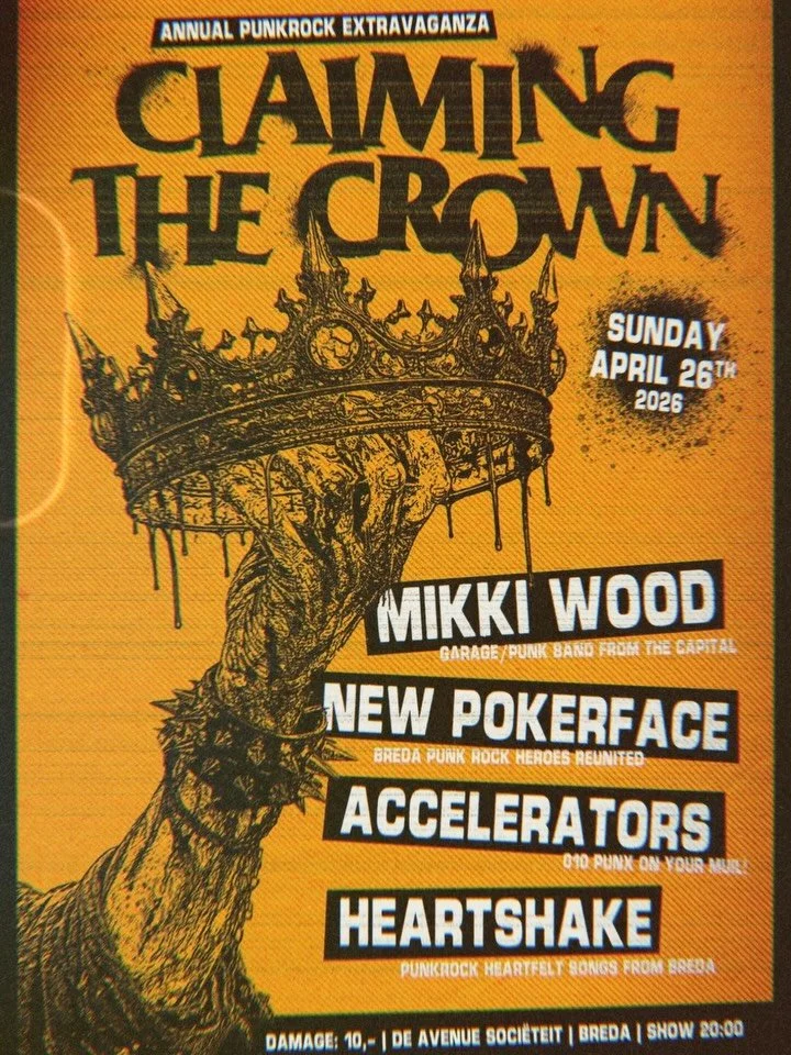 This sunday we&rsquo;ll be CLAIMING THE CROWN together with @newpokerface @accelerators010 @heartshakeband 

Get yer tickets via the link in bio and come party with us, like real kings &amp; queens!

👑 @claimingthecrown