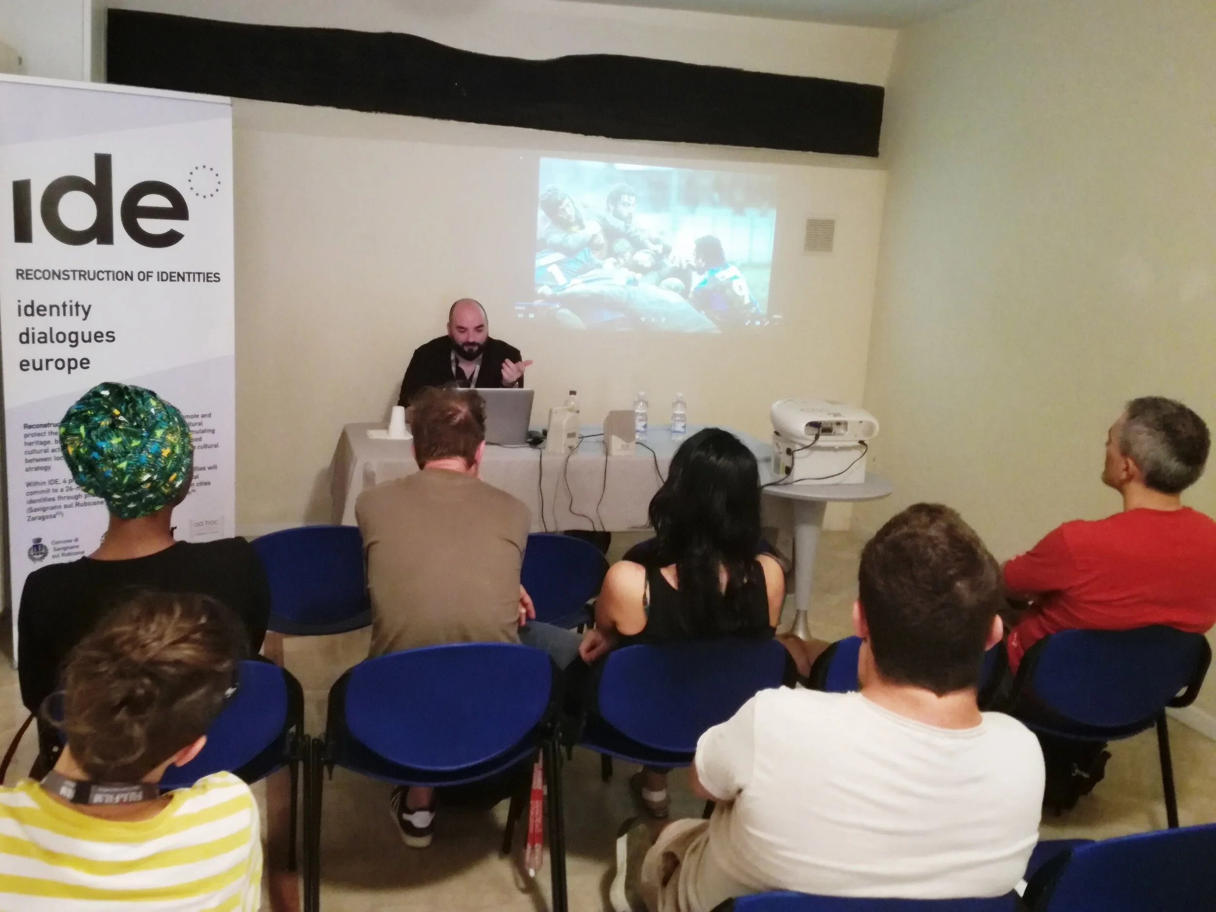 Filippo and students during the workshop organised as part of his residency in Savignano