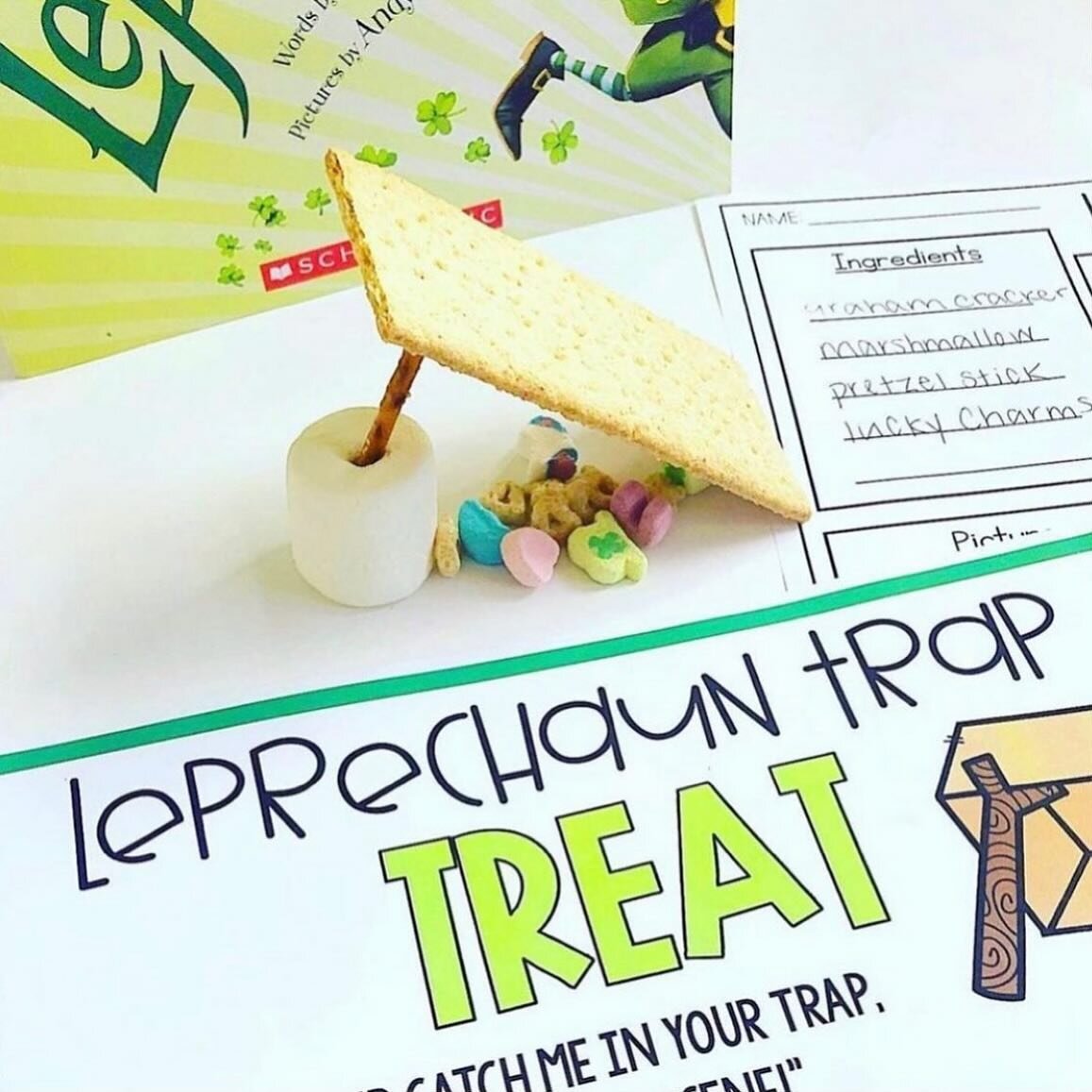MARCH is here!☘️
March is one of my favorite months of the year! 
This leprechaun trap is one of my favorite activities to use this March with the book, How to Catch a Leprechaun! Students will use a large marshmallow, graham cracker, pretzel stick, 