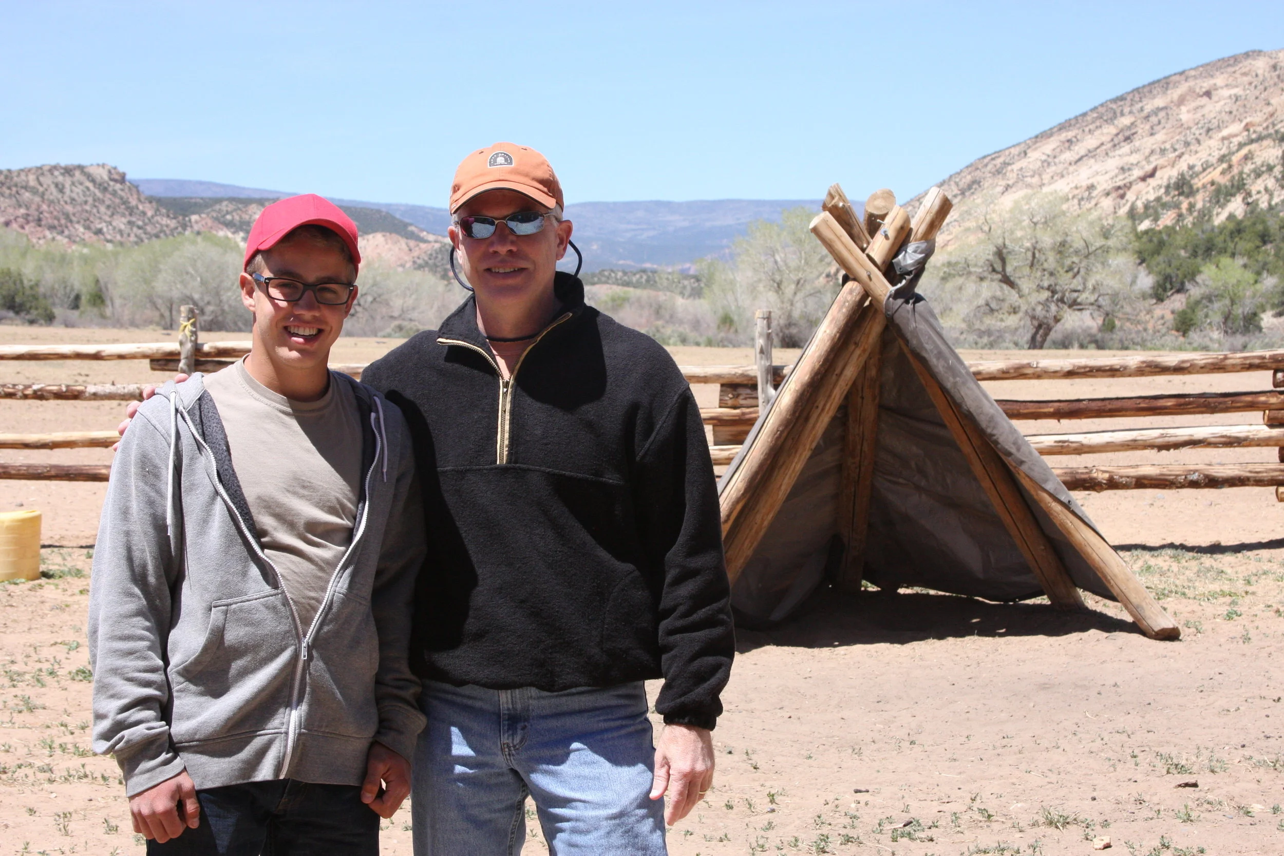   My Dad and I next to a teepee.  