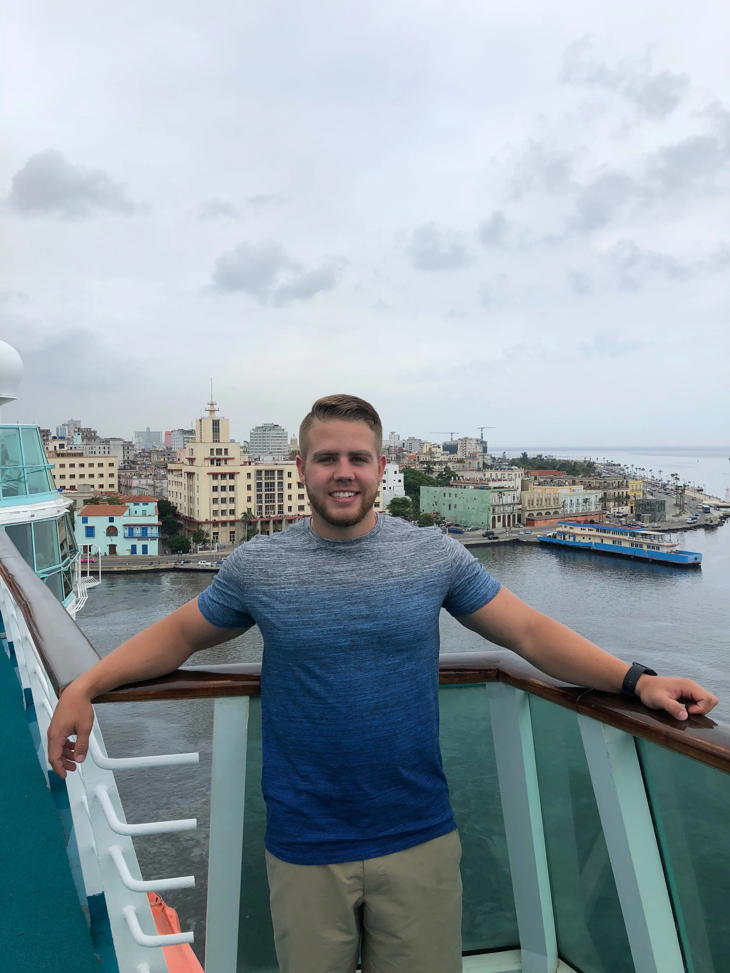   Standing on the cruise ship as we entered Cuba.  