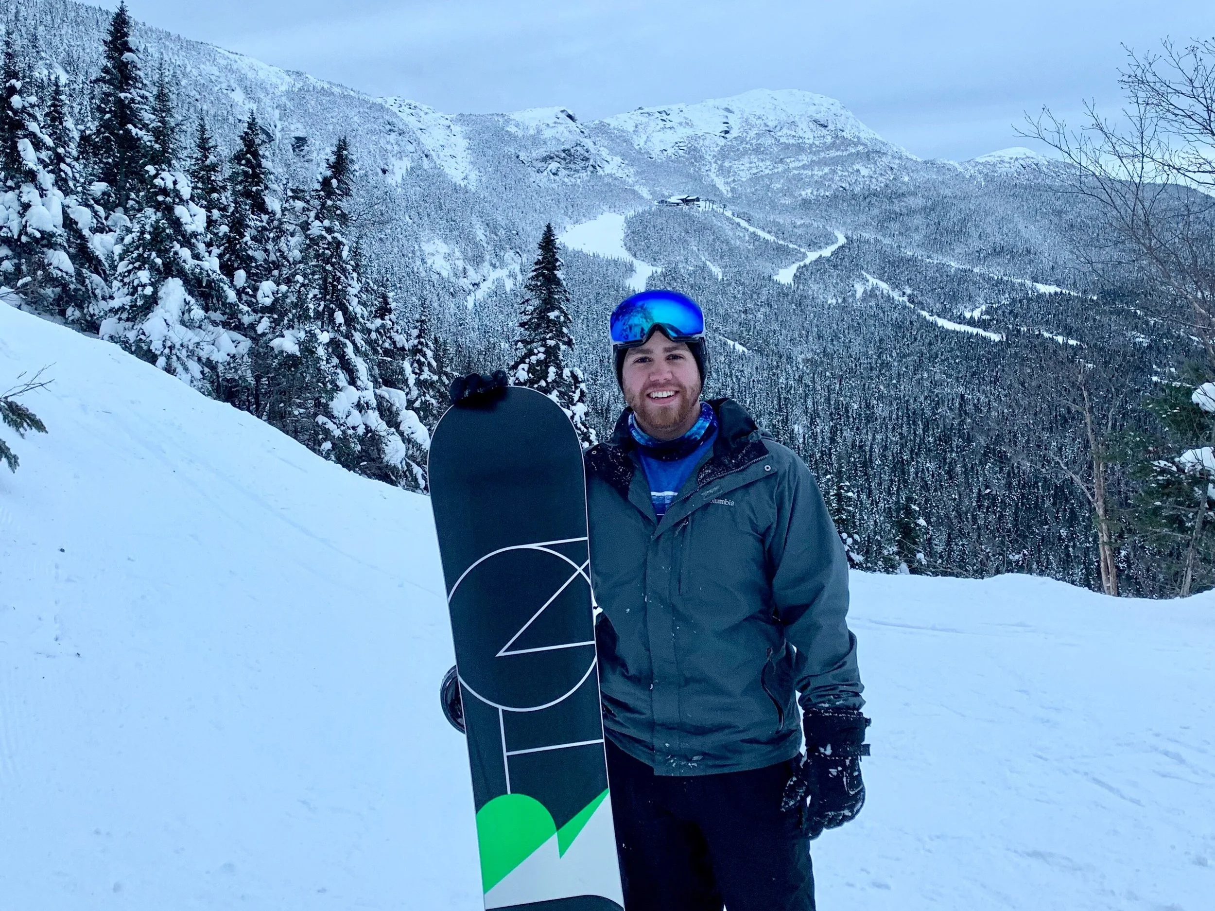   Snowboarding in Stowe, Vermont.  
