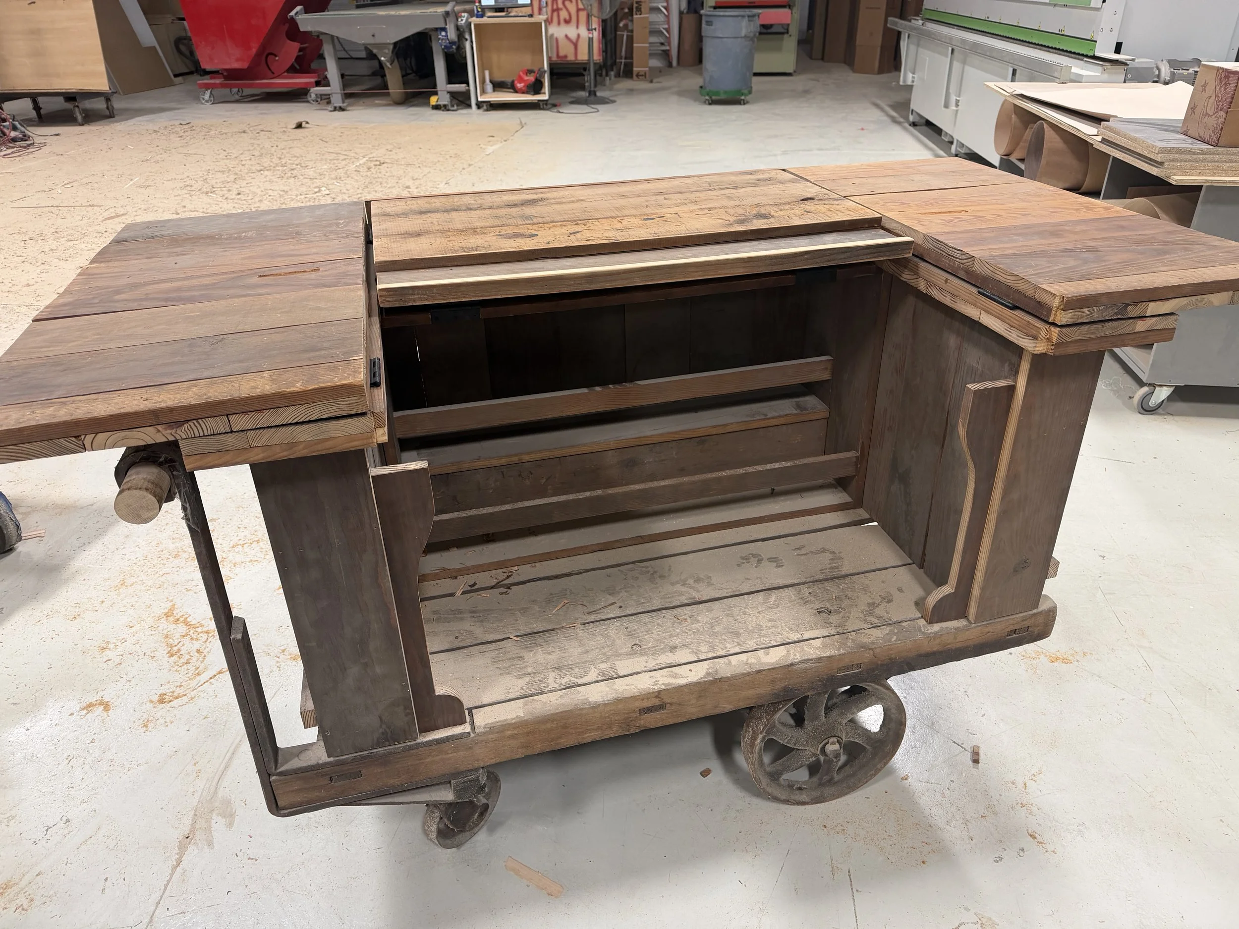 Grand Raffle Prize Donation - making an antique rail cart into a whiskey bar