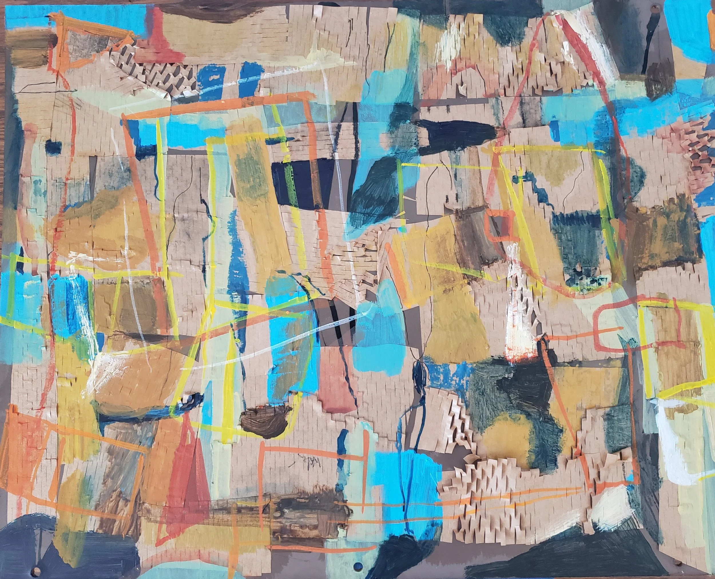  Animal Farm, 2025  Mixed media on Masonite, 15 x 19 inches   