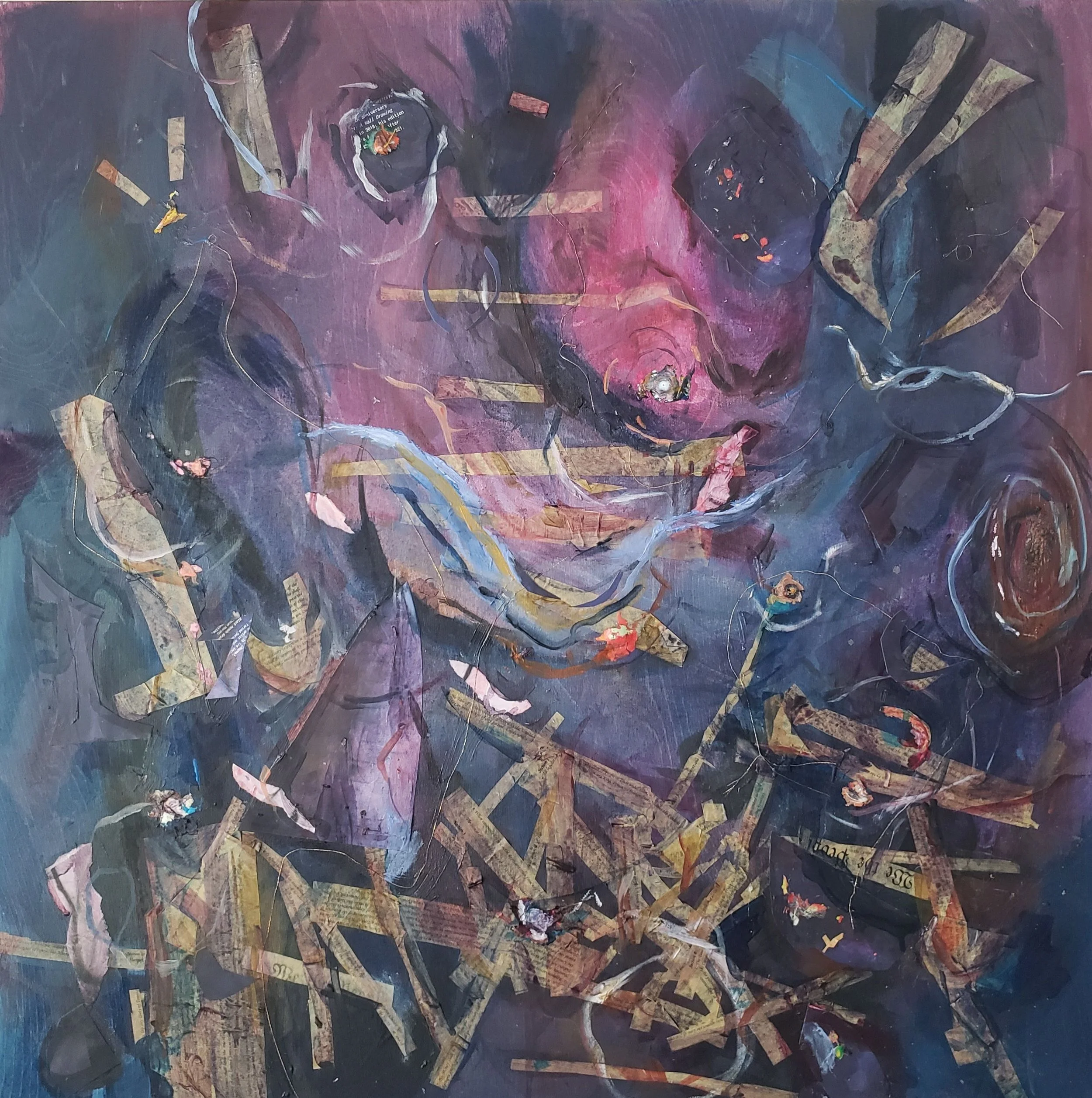  Paint-birds, 2025  Mixed media on wood, 30 x 30 inches   