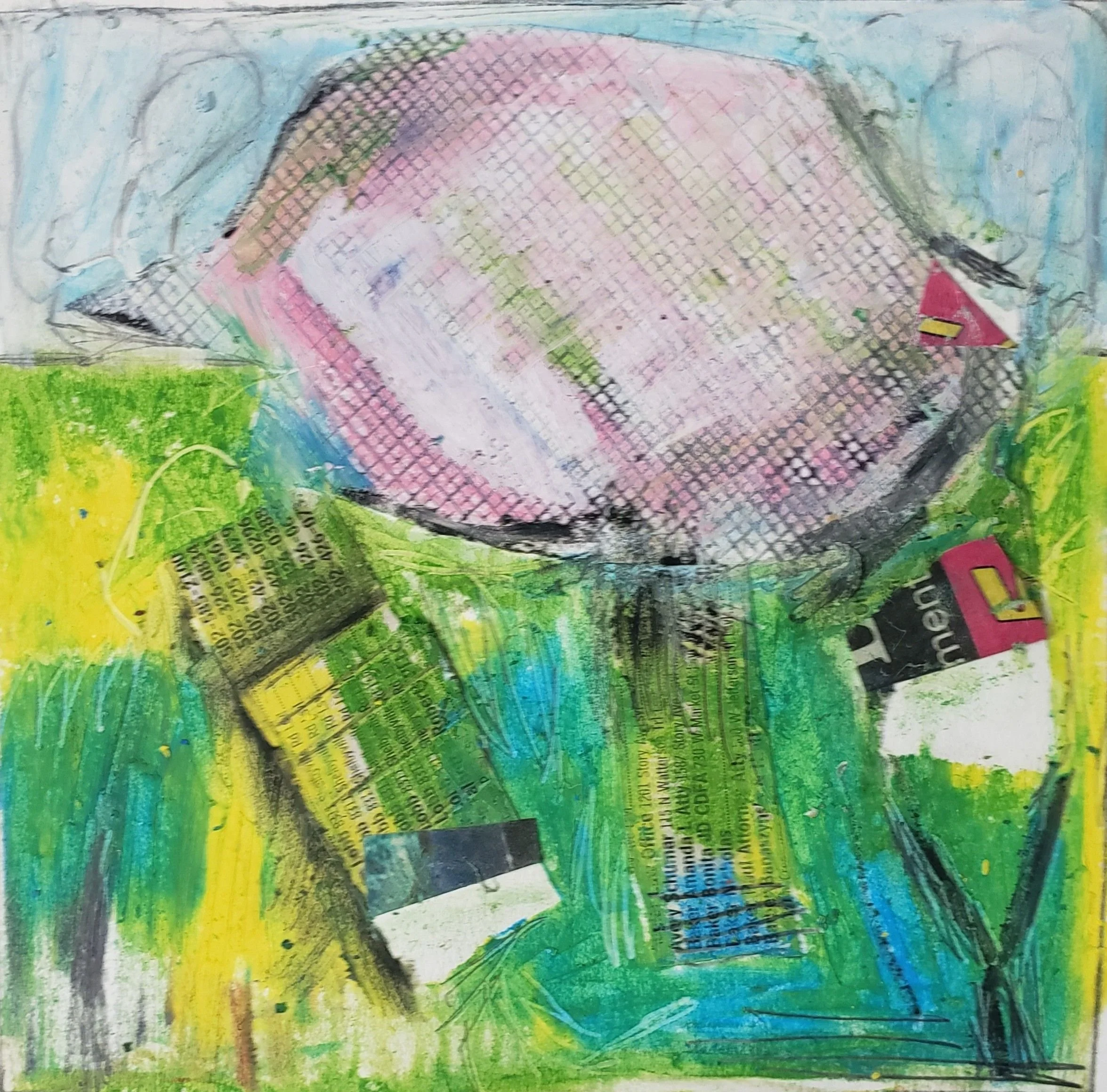  Whatever you say, 2025  Oil pastel collage on paper, 5 x 5 inches   