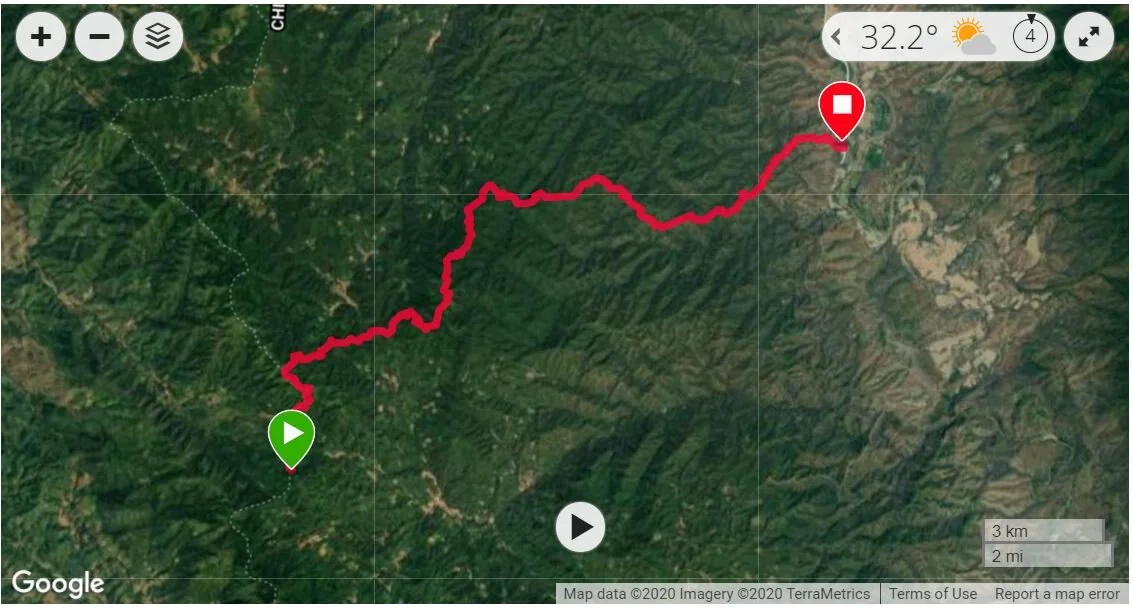 เส้นทางจากหน่วยจัดการต้นน้ำ ไปยังอำเภอแม่ตื่น