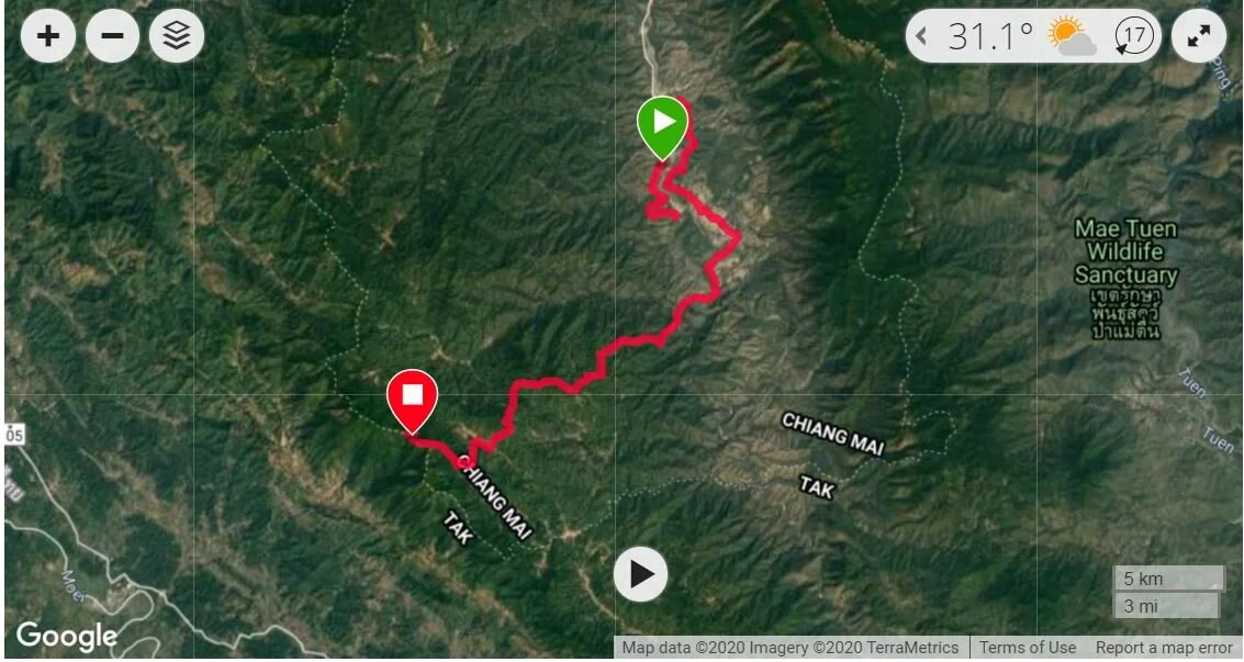 เส้นทางจากอำเภอแม่ตื่นกลับมายังหน่วยจัดการต้นน้ำขุนห้วยโป่ง