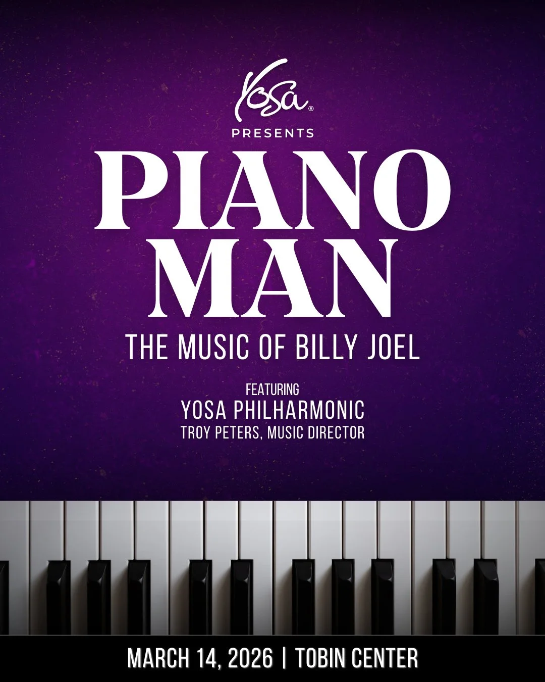 🎹🎶 For one night only&mdash; the music of Billy Joel like you&rsquo;ve never heard before! 🎶🎹⁠
⁠
YOSA Philharmonic brings the legendary music of Billy Joel to life with a full orchestra and some of San Antonio&rsquo;s finest pop vocalists in Pian