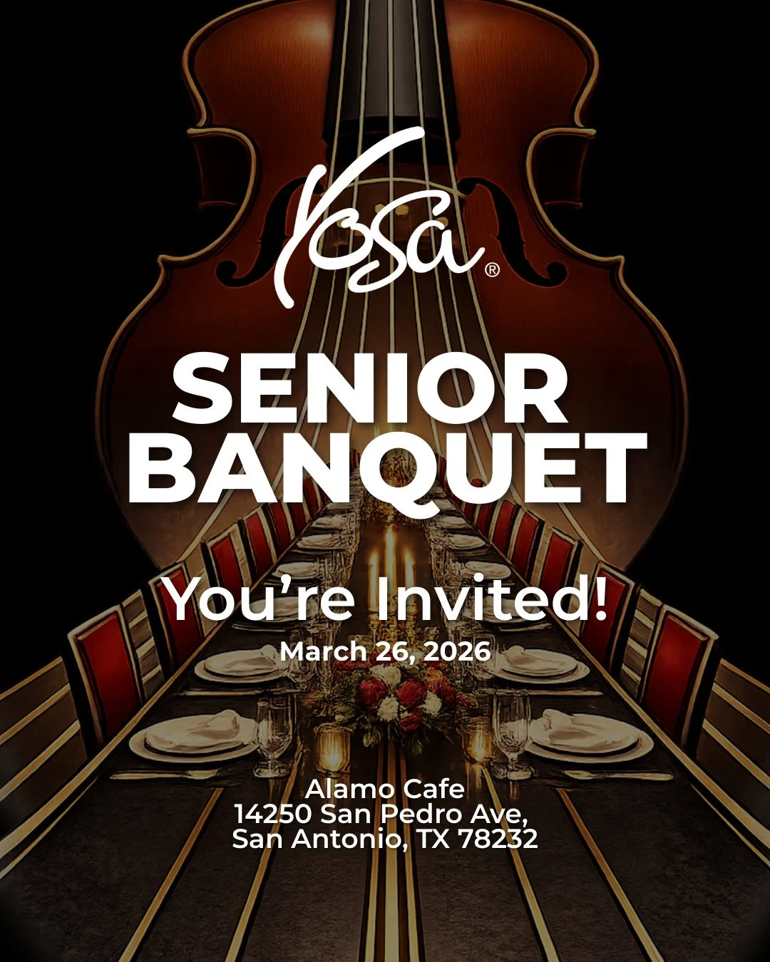 🎓✨ YOSA Seniors, You&rsquo;re Invited!⁠
⁠
Join us for the 1st-ever YOSA Senior Banquet, a special evening just for you to celebrate your journey, your accomplishments, and the memories you&rsquo;ve made along the way.⁠
⁠
📅 March 26, 2026⁠
 ⏰ 6:00&n