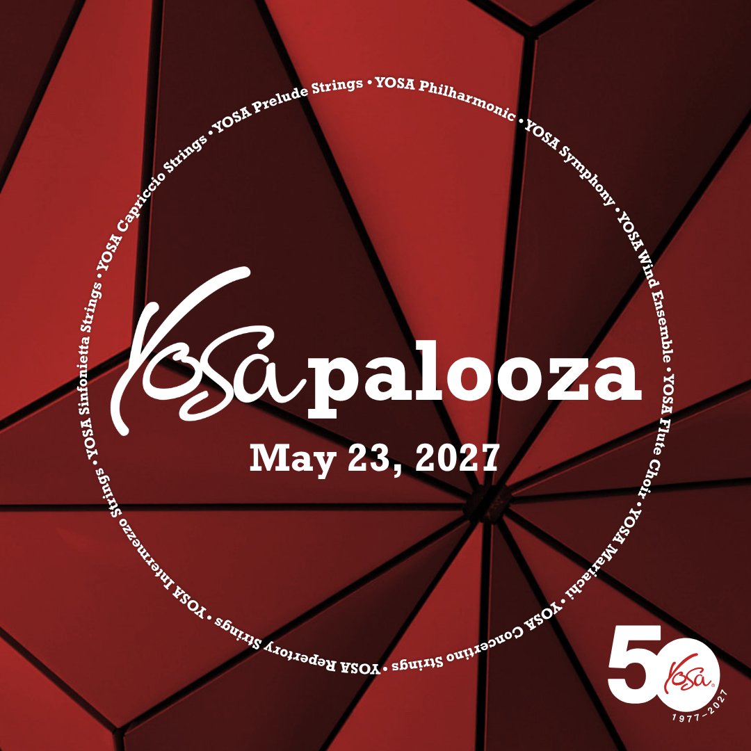 Event poster advertising YOSA presents A Holiday Spectacular featuring Yosa Philharmonic on December 20, 2025 at 7:00 p.m. at the Tobin Center for the Performing Arts.