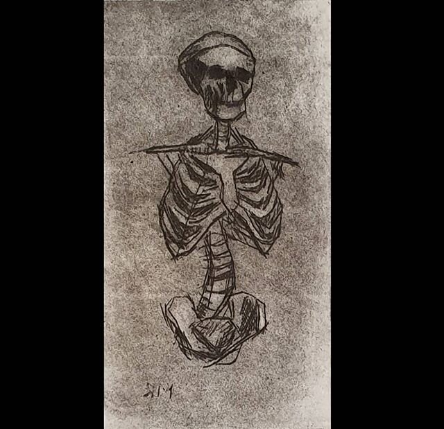 #engraving #skeleton #study 
#studio #printmaking #art #artist #studio #blackandwhite #indoor #oil