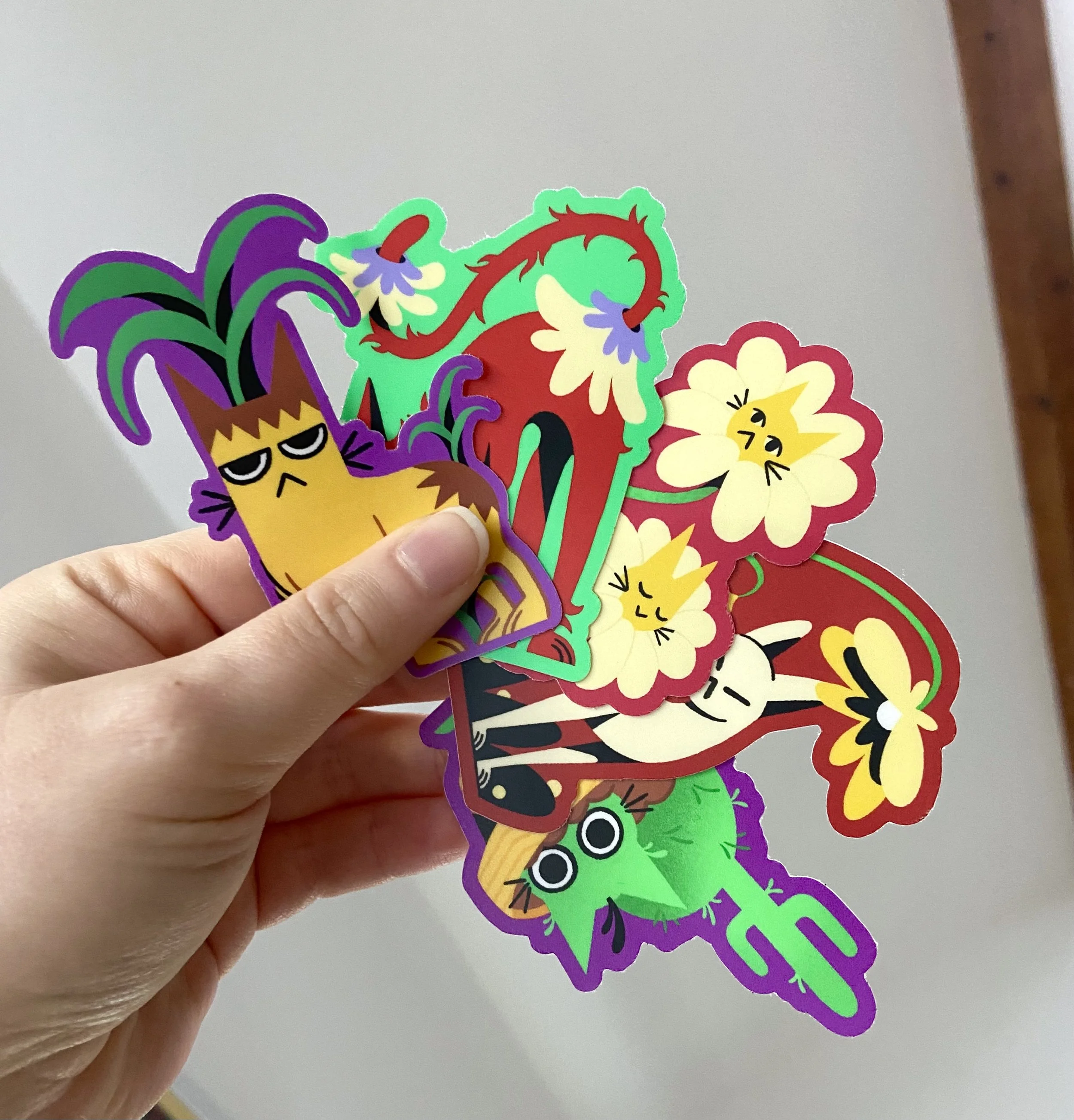 Stickers Chats-fleurs (5 variantes)