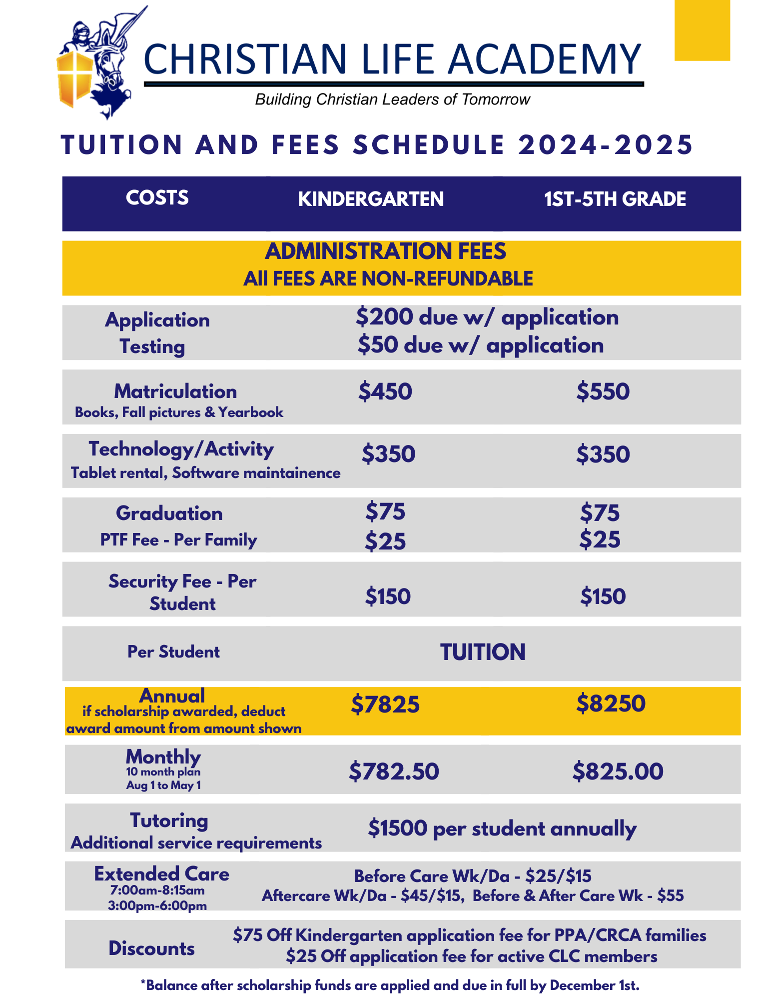 Admissions — Christian Life Academy