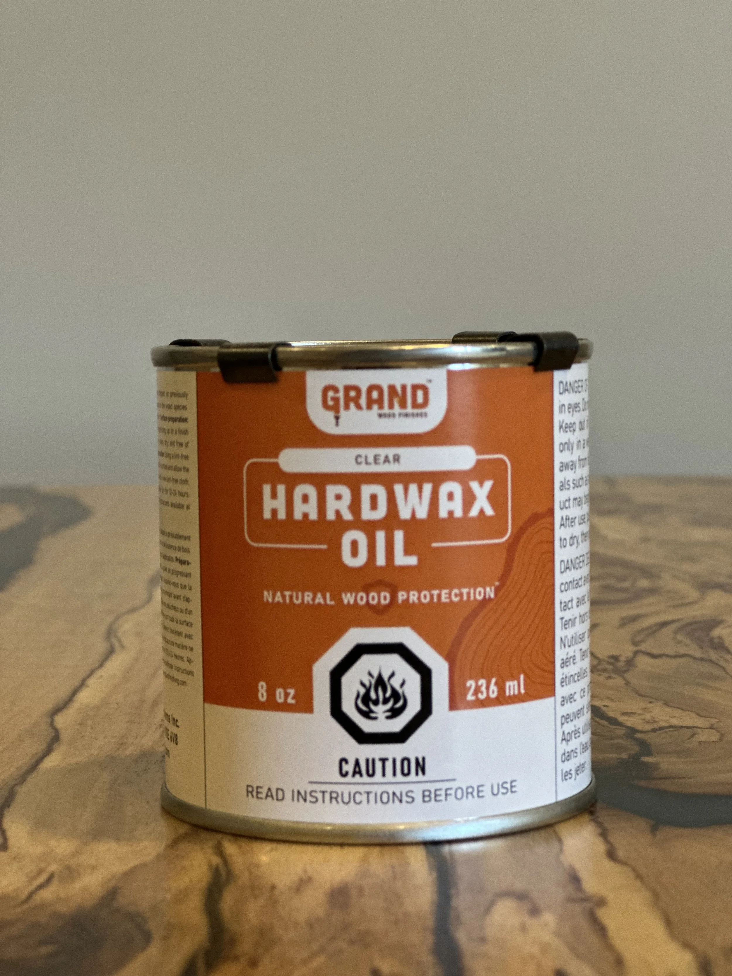 8 Oz. GRAND Clear Hardwax Oil Natural Wood Finish