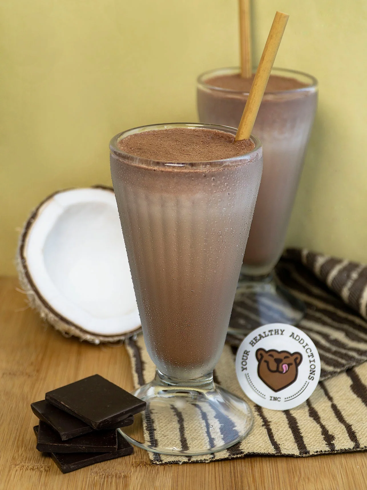 chocolate goat whey and coconut milk protein shake