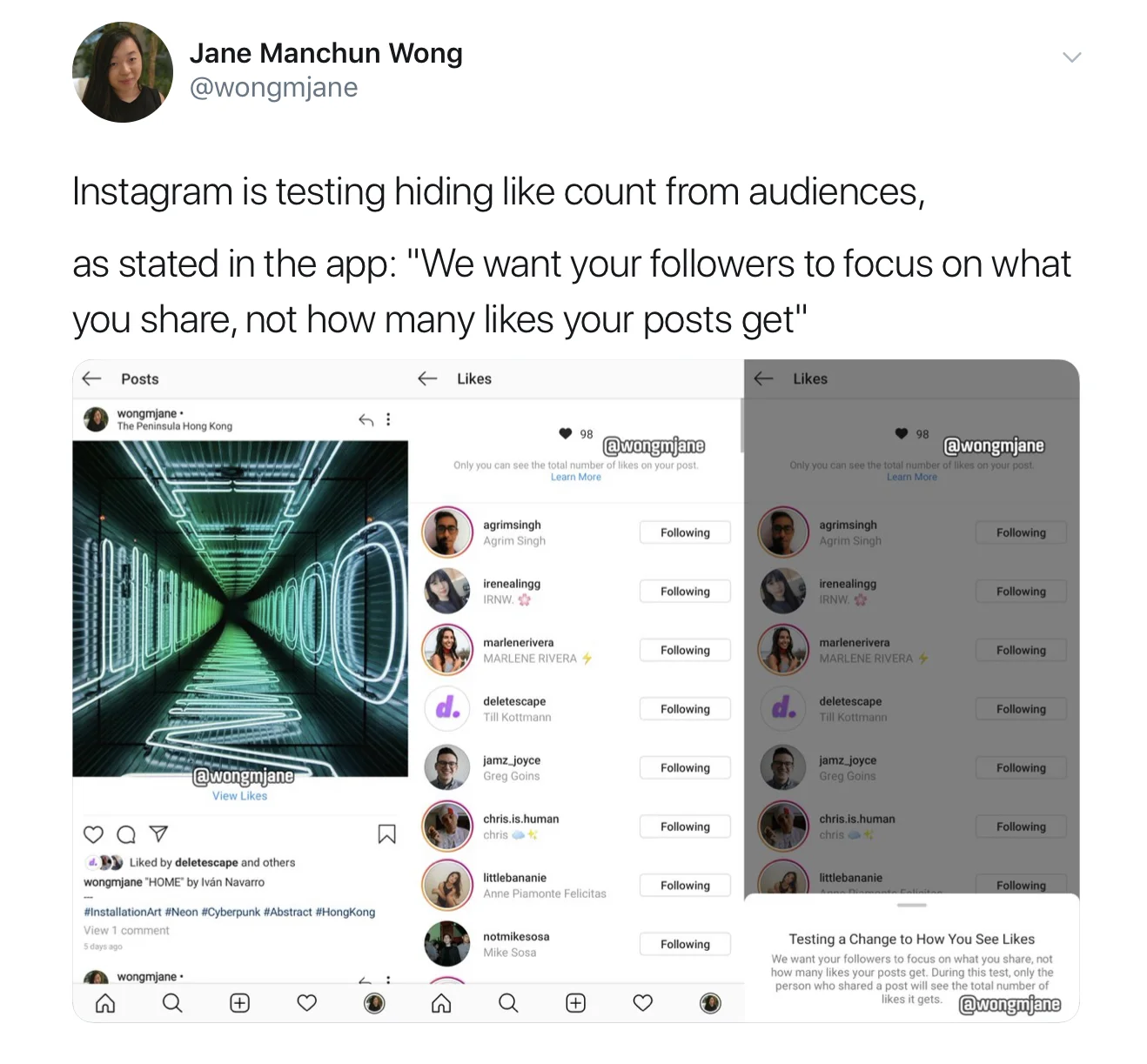 Jane Manchun Wong Tweet