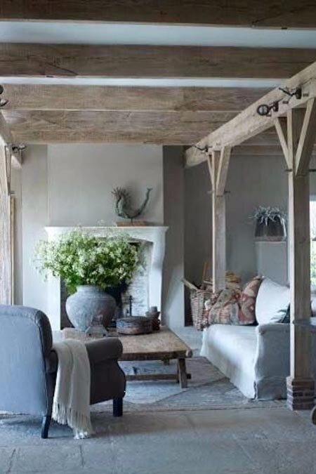 exposed ceiling beams living room