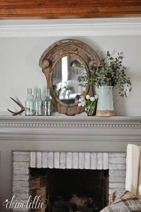 accessorized fireplace mantel