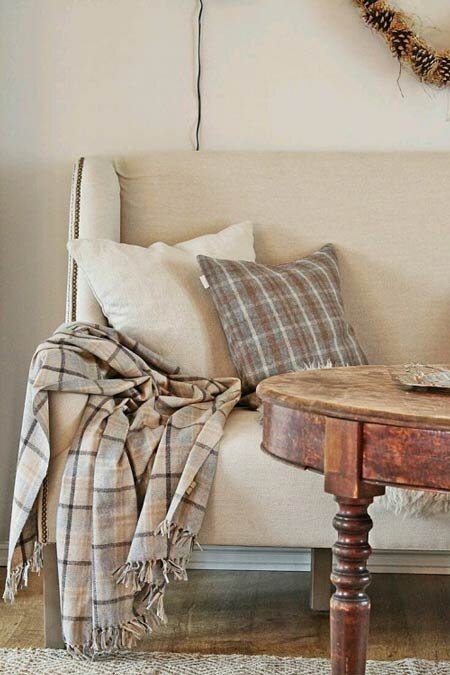 plaid on sofa