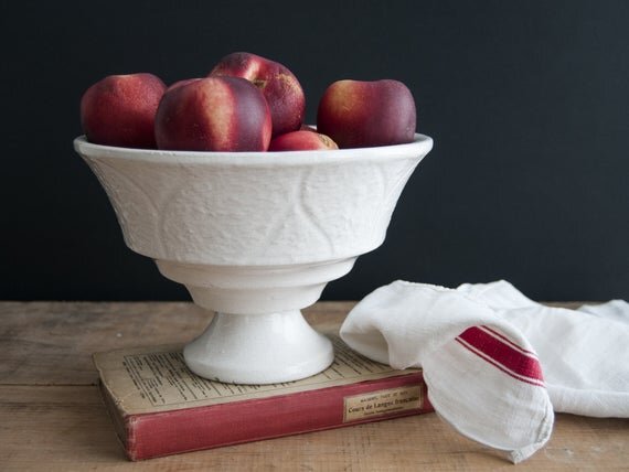White ceramic fruit bowl vintage