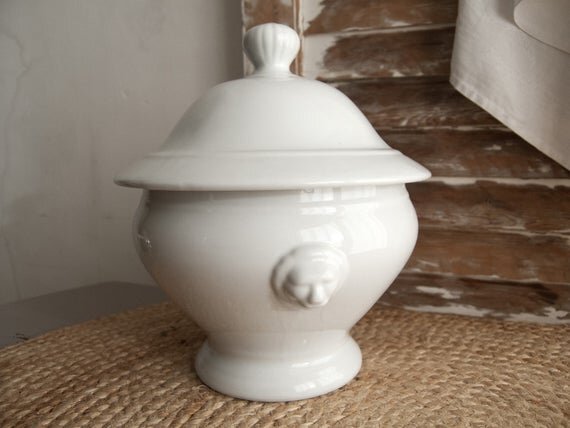 Antique French white soup tureen