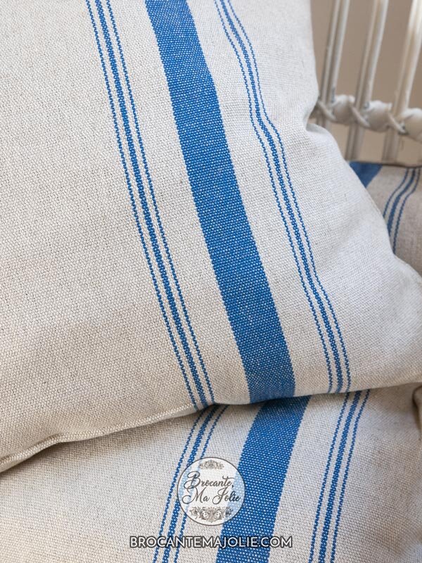 French blue striped cushion cover - SET of 2