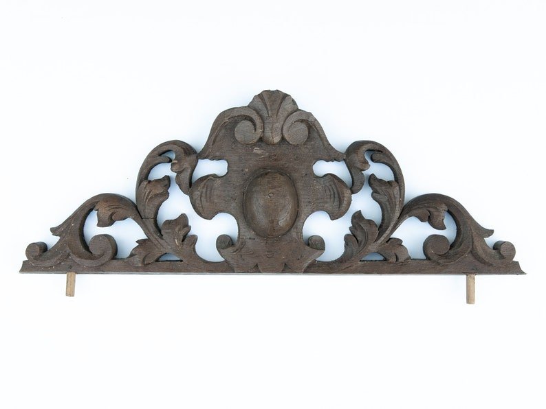 Antique French carved wood pediment
