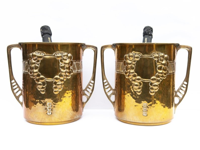 Set of 2 vintage French copper champagne buckets