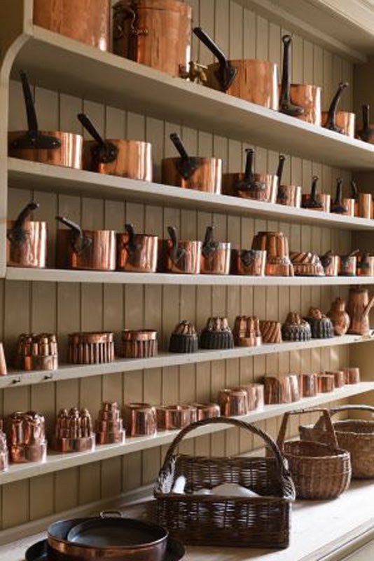 copper kitchen wall decor shelves