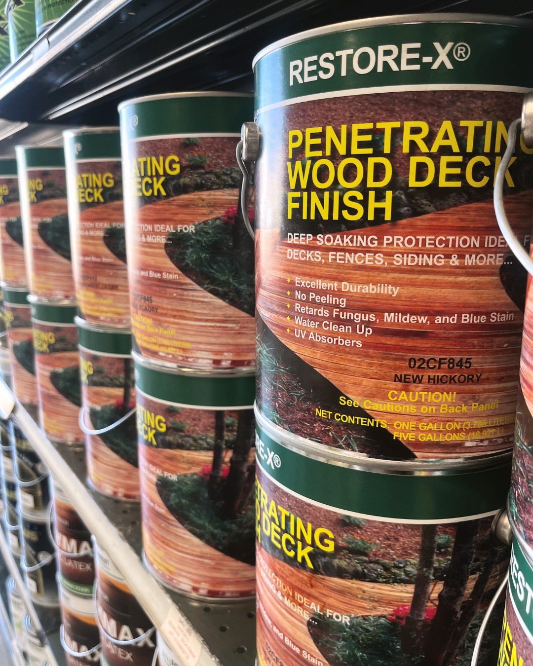 The sun's finally out, and the timing couldn't be better! 

For a limited time, our Restore-X penetrating wood deck finish is 50% off- that's $24.88/gallon 🌟 We&rsquo;ve got limited stock, so come get what you need before it's gone!