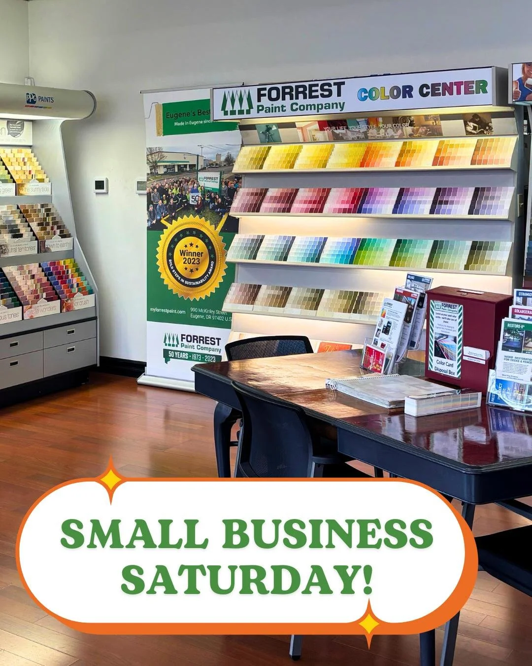 We&rsquo;ve been mixing color and community since 1973. 💚
As a Eugene-owned and operated business, we&rsquo;re proud to celebrate Small Business Saturday and all the incredible local businesses that keep our town thriving.

#ForrestPaint #ShopLocal 