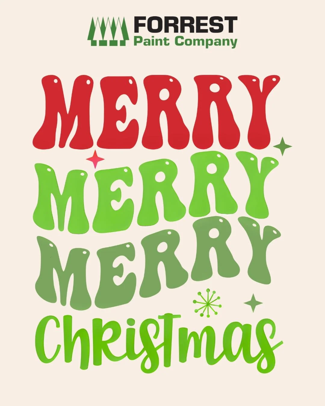 Merry Christmas from all of us at Forrest Paint 🎄
We&rsquo;re grateful for our community, our customers, and another year of creating color together. Wishing you a warm, joyful holiday!

#ForrestPaint #MerryChristmas #HappyHolidays #Christmas2025 #H