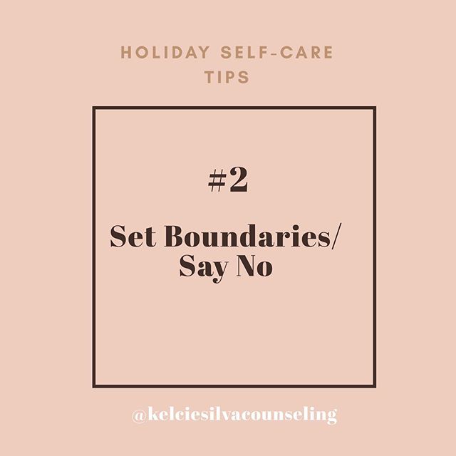 Holiday Self-Care Tip #2
.
It is okay to set ᗷOᑌᑎᗪᗩᖇIEᔕ with others and to say ᑎO to expectations that you or others have during this season.
.
Setting healthy boundaries during the holiday season can be difficult due to feeling obligated to spend ti