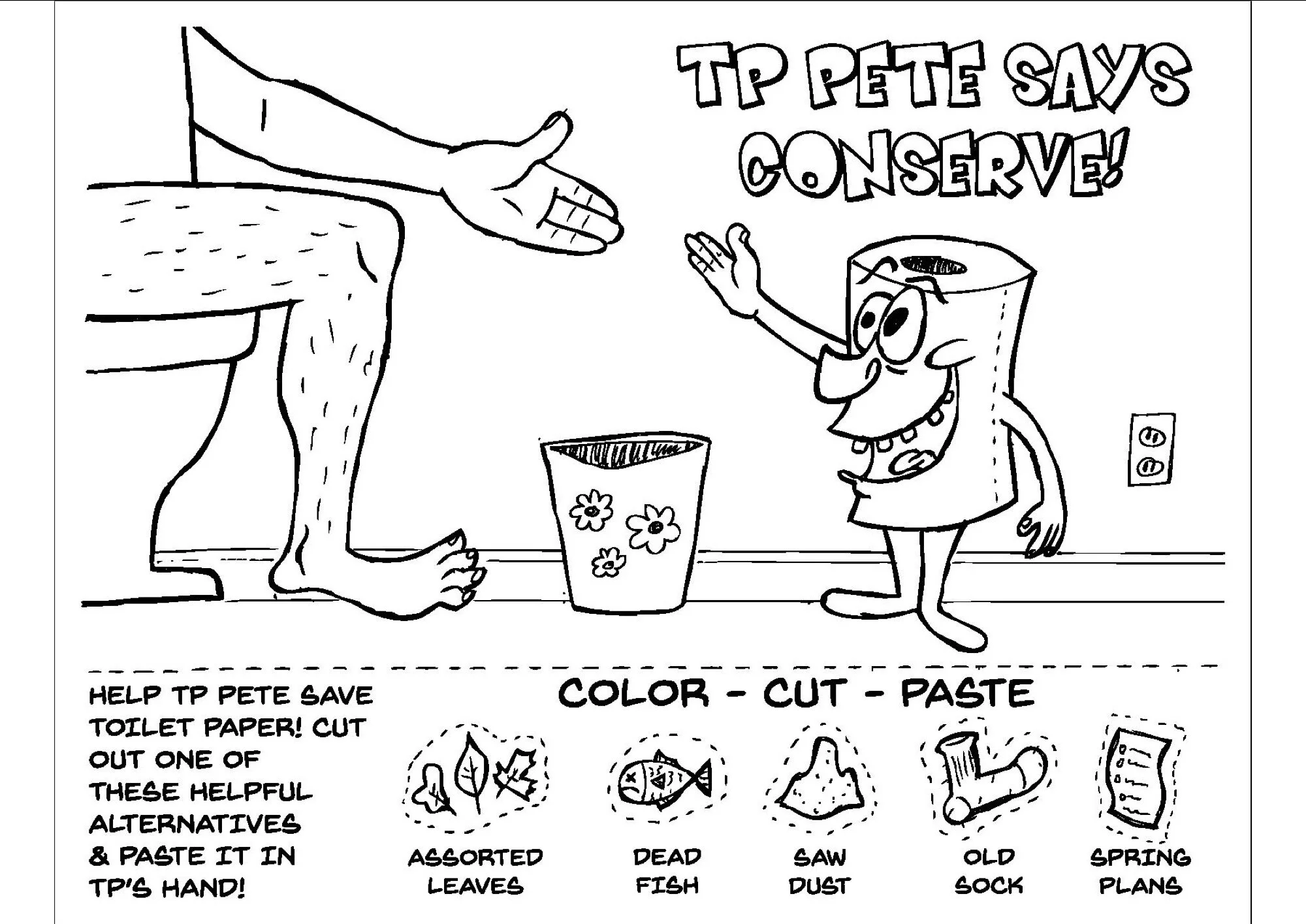 printable coloring book: toilet paper theme