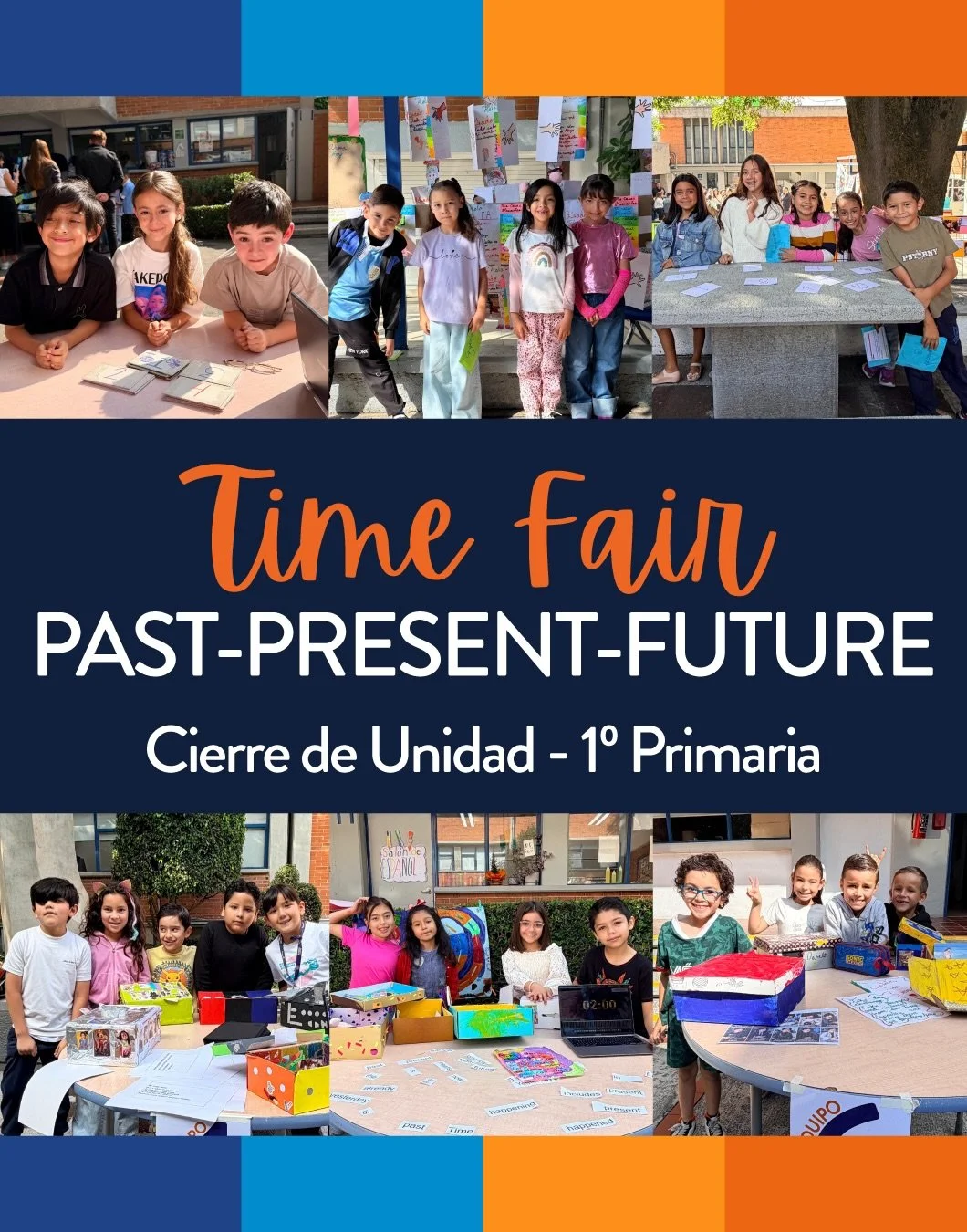 ⏰✨Para el el cierre de la unidad &ldquo;Where We Are in Time and Place&rdquo;, nuestros alumnos de 1&ordm; de Primaria exploraron a trav&eacute;s de una Feria del Tiempo, el pasado, el presente y el futuro de una manera creativa y significativa. ⏳🕰️