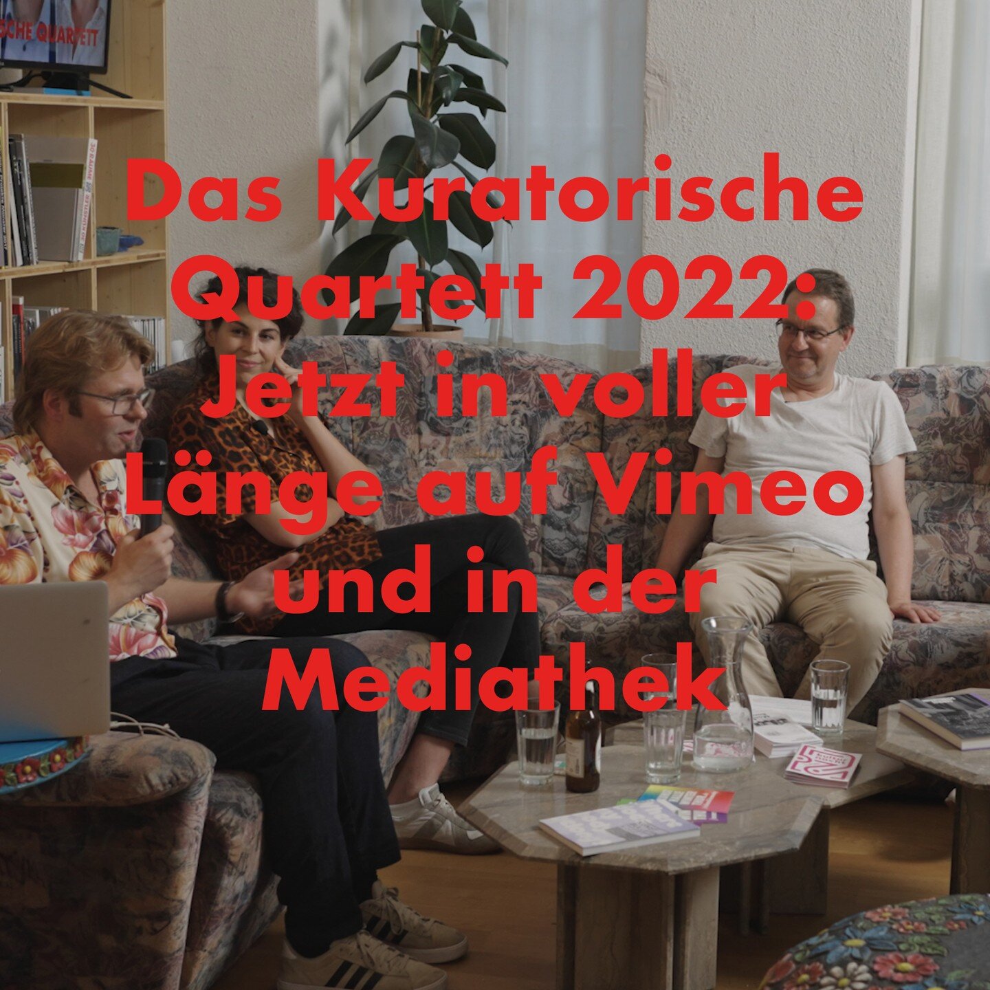 Die Aufzeichnung des Kuratorischen Quartetts vom 31. August 2022 ist ab sofort auf Vimeo und in der Mediathek der Kunsthalle Winterthur verf&uuml;gbar:

https://kunsthallewinterthur.ch/mediathek
https://vimeo.com/747280911

Diskussion mit Oliver Kiel