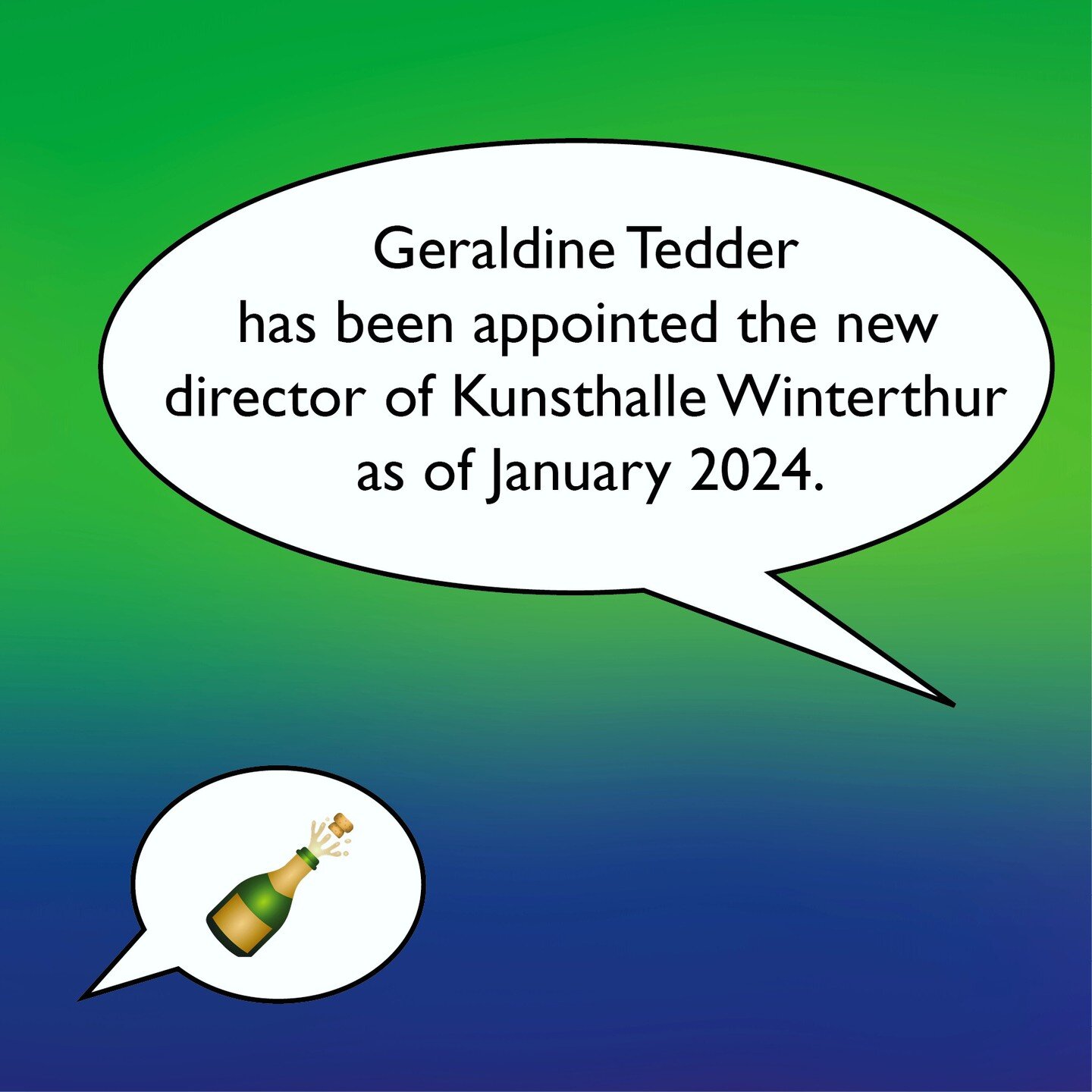 Geraldine Tedder (GB/CH, born 1986, lives and works in Zurich) will be the new director of Kunsthalle Winterthur. Currently, she is curator at gta exhibitions, ETH Zurich. Tedder previously worked as assistant curator at Kunsthalle Bern, co-founded t