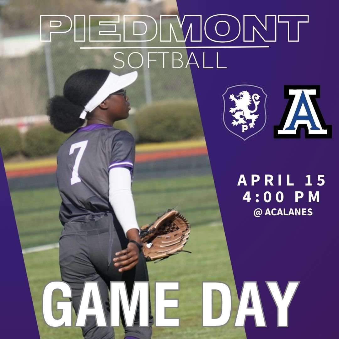 🔥Game Day Alert🔥 Piedmont Softball 🥎 team travels to Acalanes on Monday 4/15 at 4:00 pm.

#Piedmont #GoHighlanders #softball #wacc #piedmontathletics

@Piedmonthigh
@purple.pit
@phsvarsitysoftball